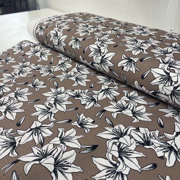 Deadstock Sand Lily Print 100% Cotton Canvas Fabric