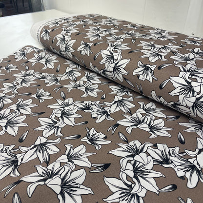 Deadstock Sand Lily Print 100% Cotton Canvas Fabric