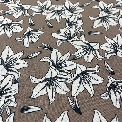 Deadstock Sand Lily Print 100% Cotton Canvas Fabric