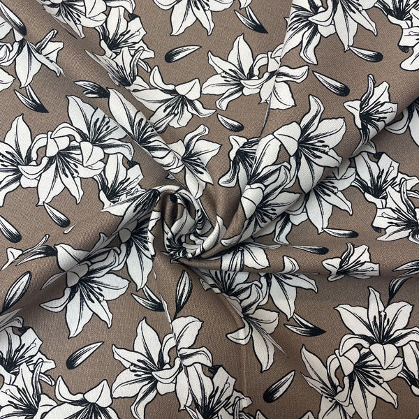 Deadstock Sand Lily Print 100% Cotton Canvas Fabric