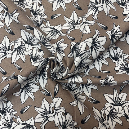 Deadstock Sand Lily Print 100% Cotton Canvas Fabric