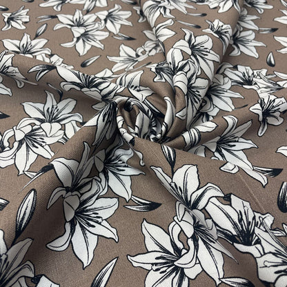 Deadstock Sand Lily Print 100% Cotton Canvas Fabric
