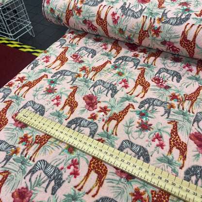 Deadstock Safari Animal Print Pink Linen Blend Fabric