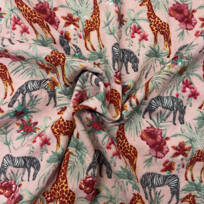 Deadstock Safari Animal Print Pink Linen Blend Fabric