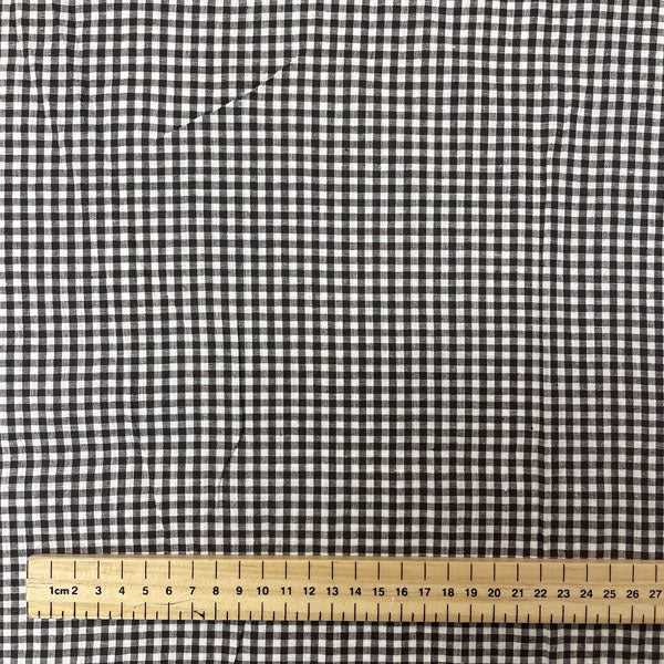 Deadstock Small Brown & White Gingham Cotton Fabric