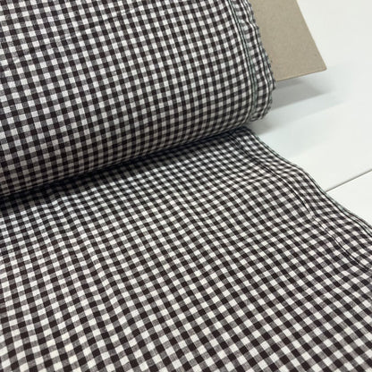Deadstock Small Brown & White Gingham Cotton Fabric