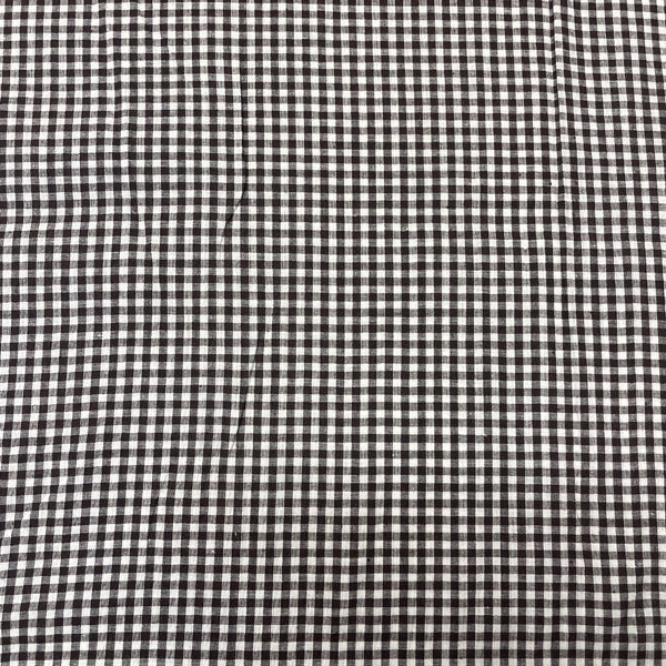 Deadstock Small Brown & White Gingham Cotton Fabric