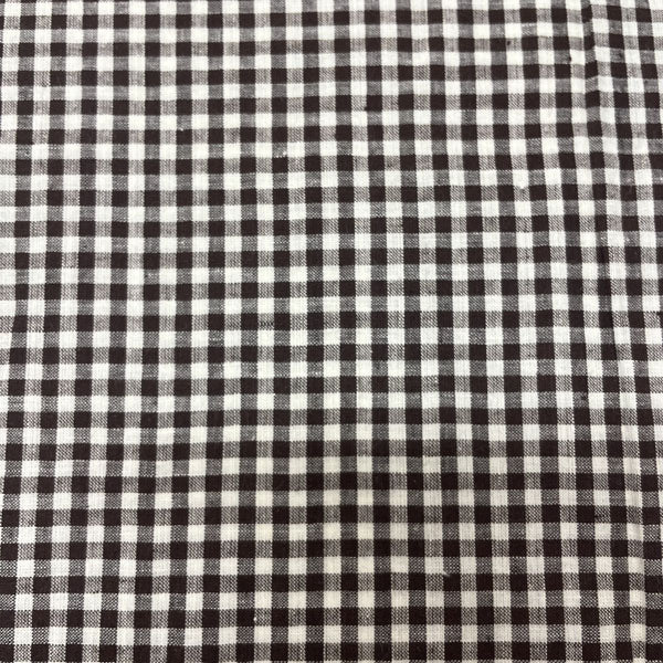 Deadstock Small Brown & White Gingham Cotton Fabric