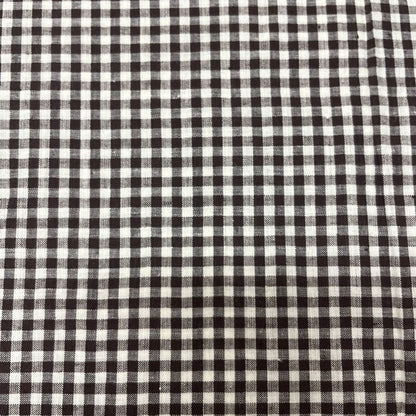 Deadstock Small Brown & White Gingham Cotton Fabric