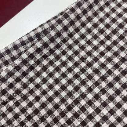 Deadstock Small Brown & White Gingham Cotton Fabric