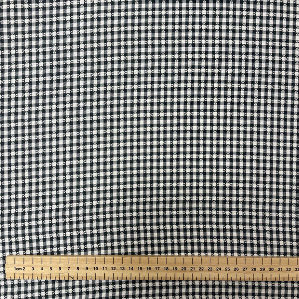 Deadstock Black & White Pattern Gingham Lightweight Polycotton Fabric