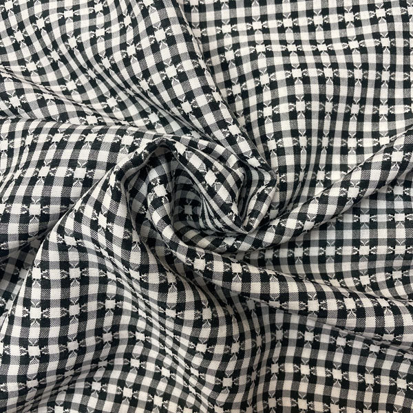 Deadstock Black & White Pattern Gingham Lightweight Polycotton Fabric