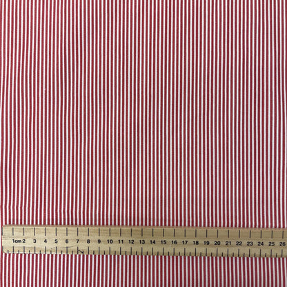 Deadstock Red & White Stripe Stretch Cotton Twill Fabric