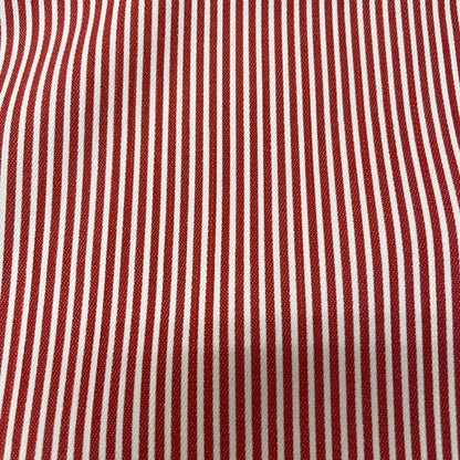Deadstock Red & White Stripe Stretch Cotton Twill Fabric