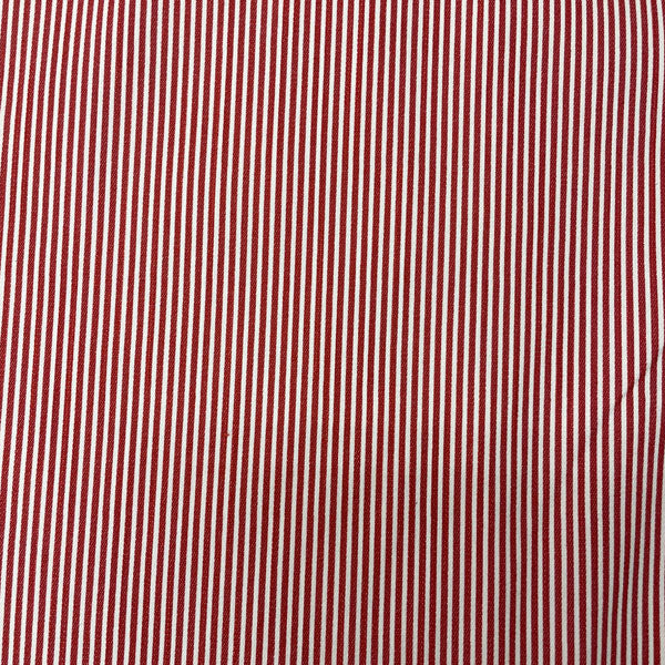 Deadstock Red & White Stripe Stretch Cotton Twill Fabric