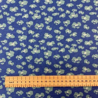 Deadstock Tubular Blue Leopard Print Cotton Jersey Knit Fabric