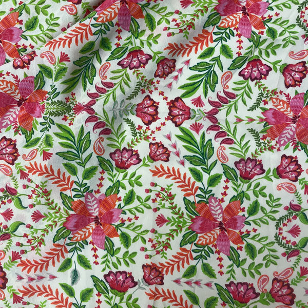 Deadstock Butter Yellow Floral Viscose Dress Fabric