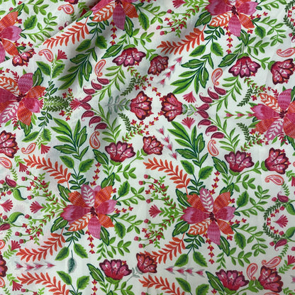 Deadstock Butter Yellow Floral Viscose Dress Fabric
