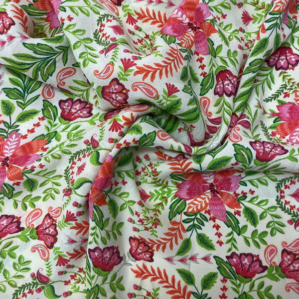 Deadstock Butter Yellow Floral Viscose Dress Fabric