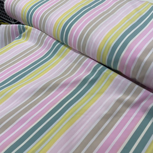 Deadstock Pastel Multi Stripe Cotton Shirting Fabric