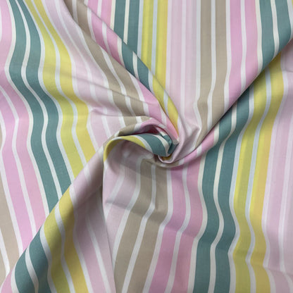 Deadstock Pastel Multi Stripe Cotton Shirting Fabric