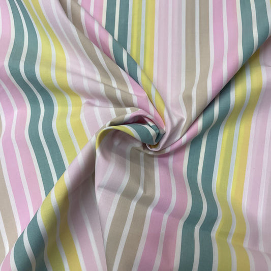Deadstock Pastel Multi Stripe Cotton Shirting Fabric