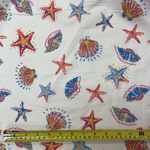 Deadstock Sea Shell Print Cotton Fabric