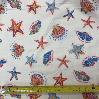 Deadstock Sea Shell Print Cotton Fabric
