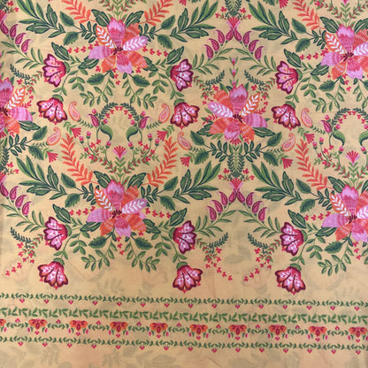 Deadstock Yellow Floral Printed Cotton Fabric
