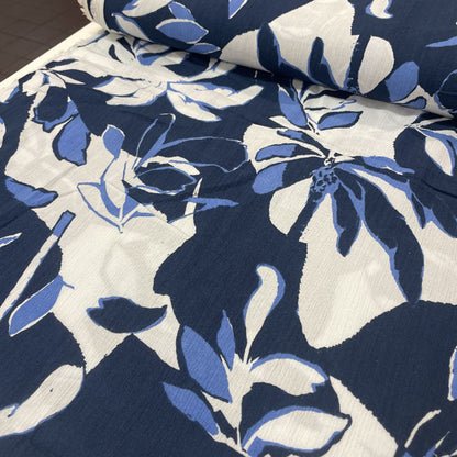 Deadstock Tropical Large Floral Viscose Crepe Fabric