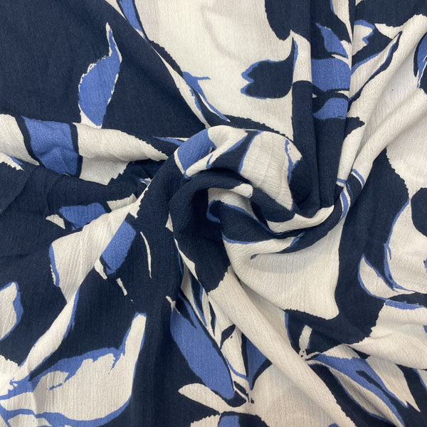 Deadstock Tropical Large Floral Viscose Crepe Fabric