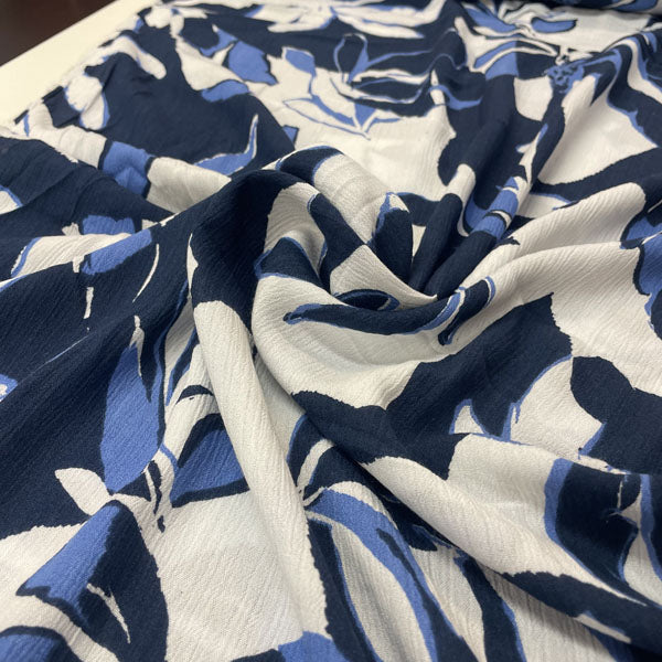 Deadstock Tropical Large Floral Viscose Crepe Fabric