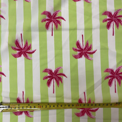 Deadstock Neon Palm Stripe Viscose Crepe Fabric