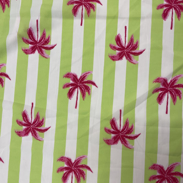 Deadstock Neon Palm Stripe Viscose Crepe Fabric