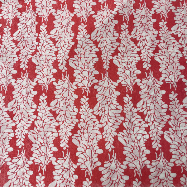 Deadstock Red & White Leaf Print Modal Fabric