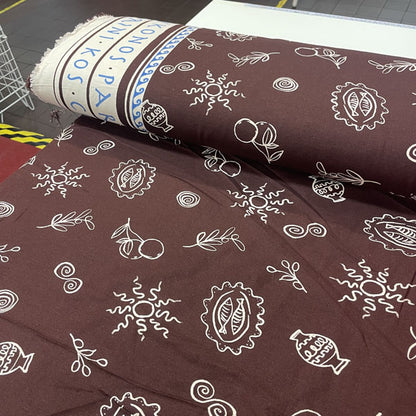 Deadstock Mediterranean Holiday Print Modal Viscose Fabric