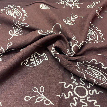 Deadstock Mediterranean Holiday Print Modal Viscose Fabric