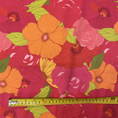 Deadstock Large Floral Cotton Satin Lycra Fabric