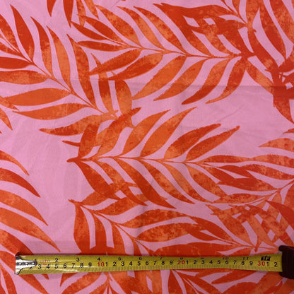 Deadstock Orange & Pink Palm Print Viscose Georgette Fabric