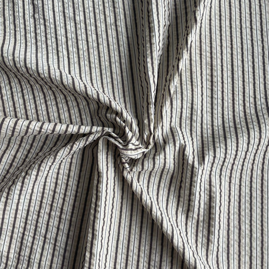 Seersucker Stripes Cotton Polyester Mix Deadstock Fabric