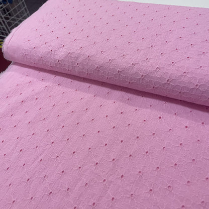 Deadstock Baby Pink Floral Broderie Anglaise Cotton Fabric