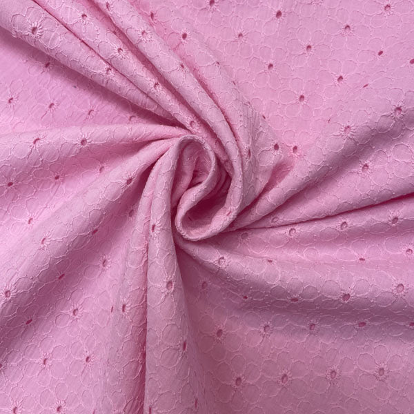 Deadstock Baby Pink Floral Broderie Anglaise Cotton Fabric