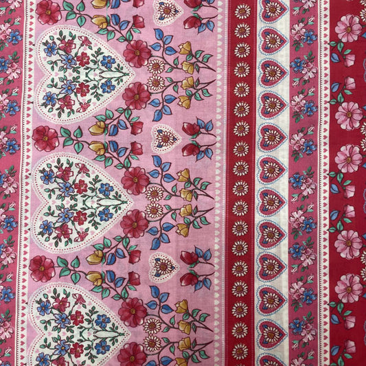 Deadstock Heart & Floral Print Lightweight Cotton Fabric