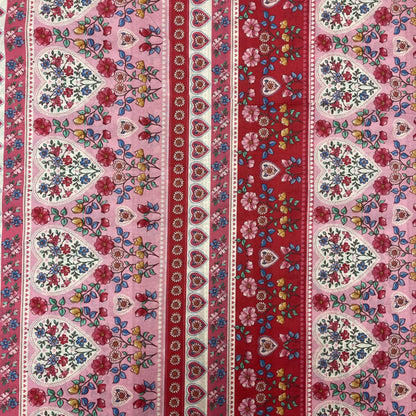 Deadstock Heart & Floral Print Lightweight Cotton Fabric