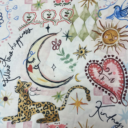 Deadstock Luxe Doodle Print Satin Style Dress Fabric