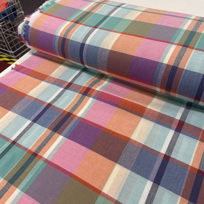 Deadstock Yarn Dyed Multi-Coloured Check Cotton Fabric