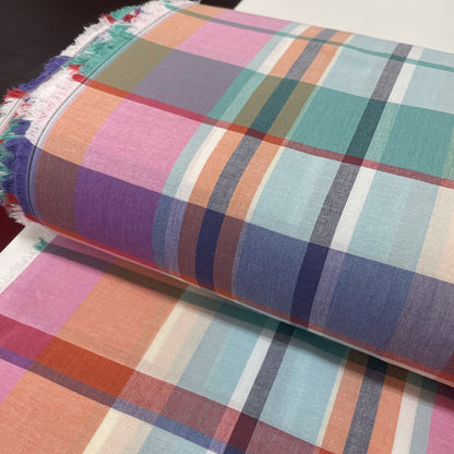 Deadstock Yarn Dyed Multi-Coloured Check Cotton Fabric