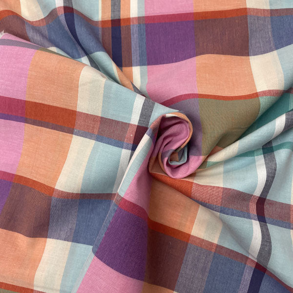 Deadstock Yarn Dyed Multi-Coloured Check Cotton Fabric