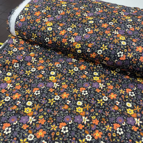 Deadstock Ditsy Autumn Floral Cotton Viscose Dress Fabric