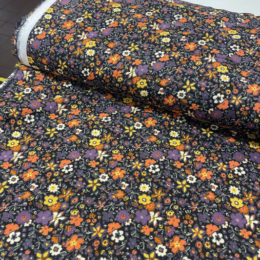 Deadstock Ditsy Autumn Floral Cotton Viscose Dress Fabric